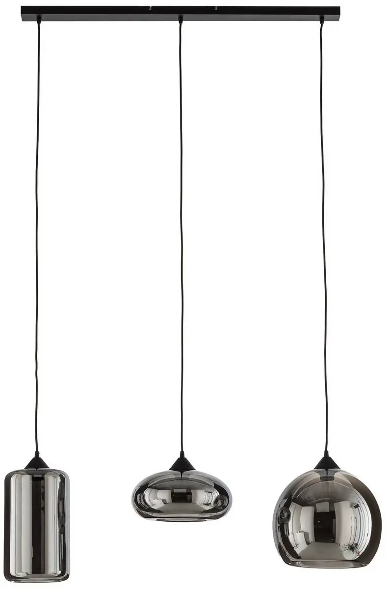 Lindby Hanglamp 3-lichts Metaal Glas - 28cm - Rokerig grijs