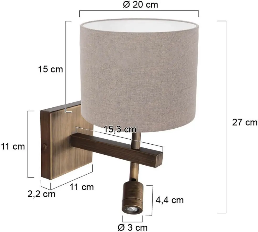 Steinhauer Stang 4892BR Wandlamp - 2x1W - Brons/Grijs - afbeelding 6 van 6