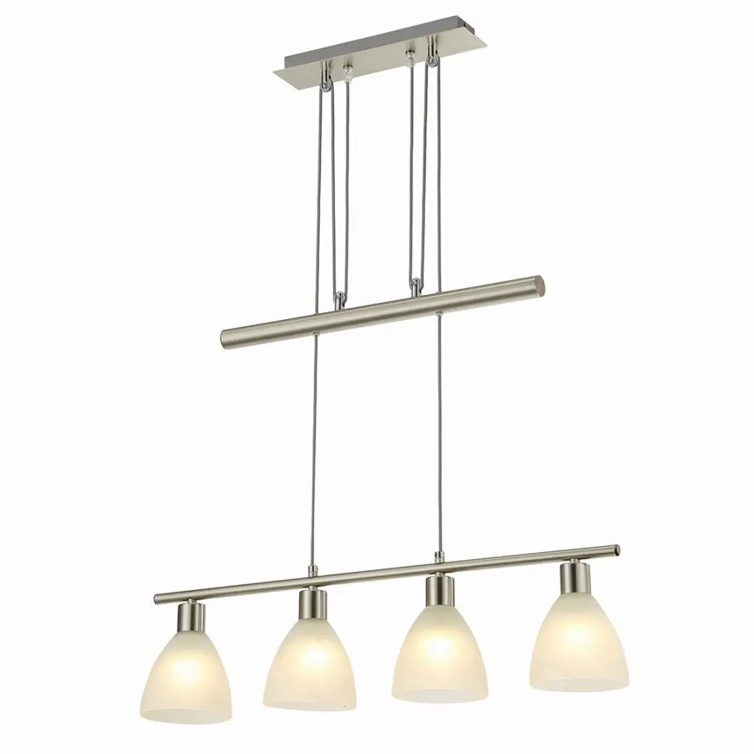 Lindby Simeon+ Hanglamp 4 Lichtpunten - Wit/Mat Nikkel