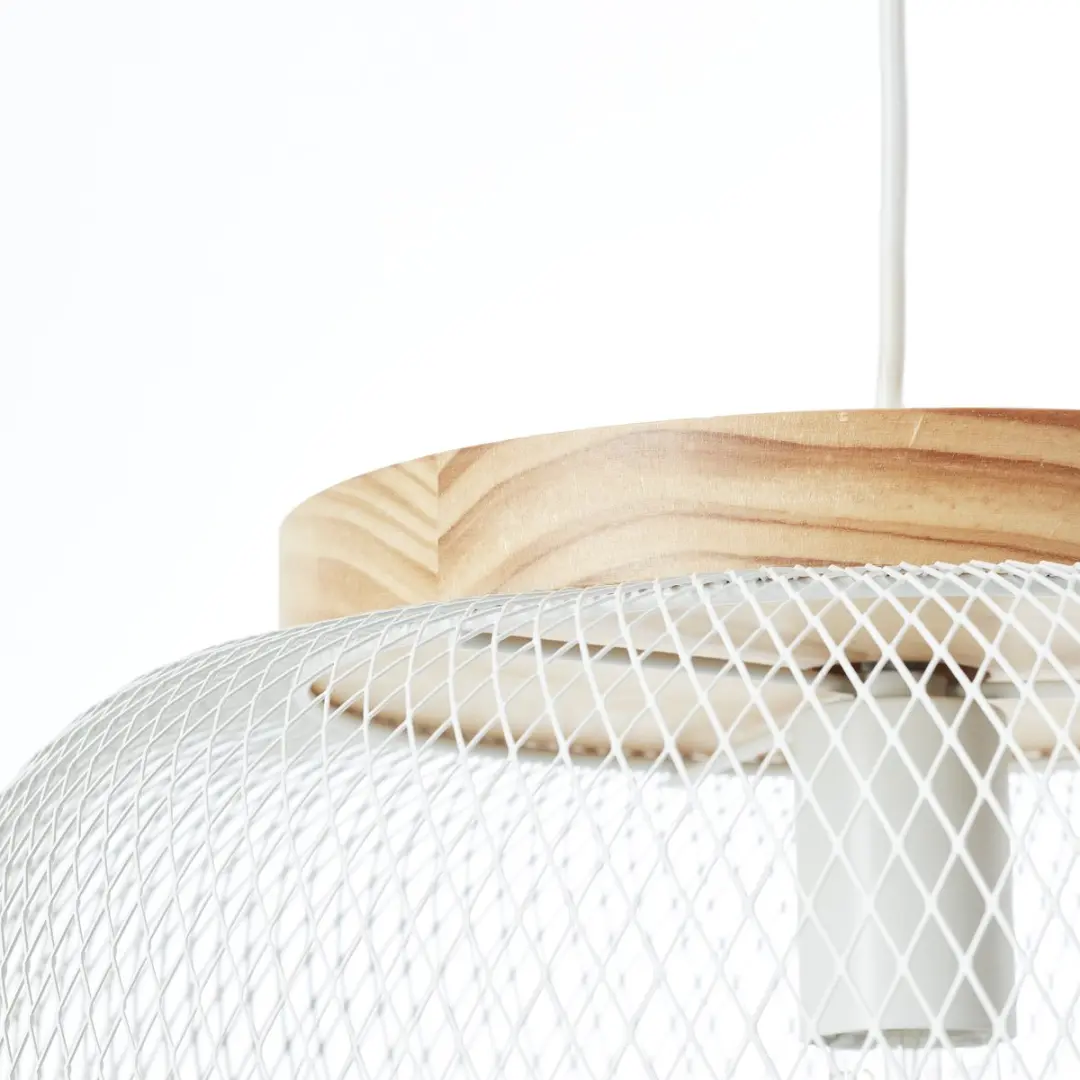 Brilliant H 110cm Wandlamp - 40cm Diameter - E27 - Wit/Licht Hout