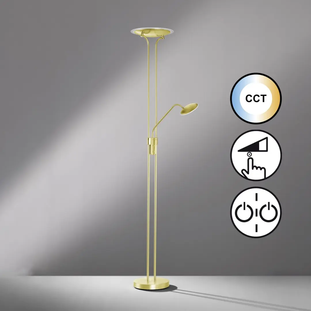 Fischer & Honsel Tallri LED Vloerlamp 42,5W - Dimbaar Messing