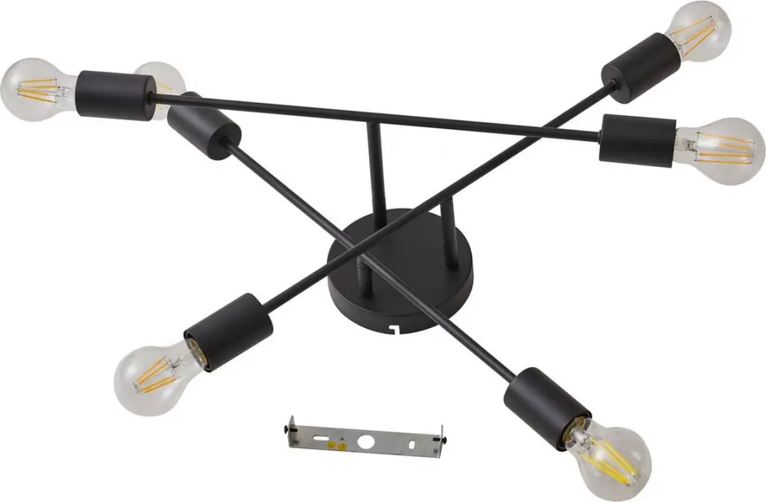 Lindby Plafondlamp 6-Lichts E27 - Ø56,6cm - Zwart