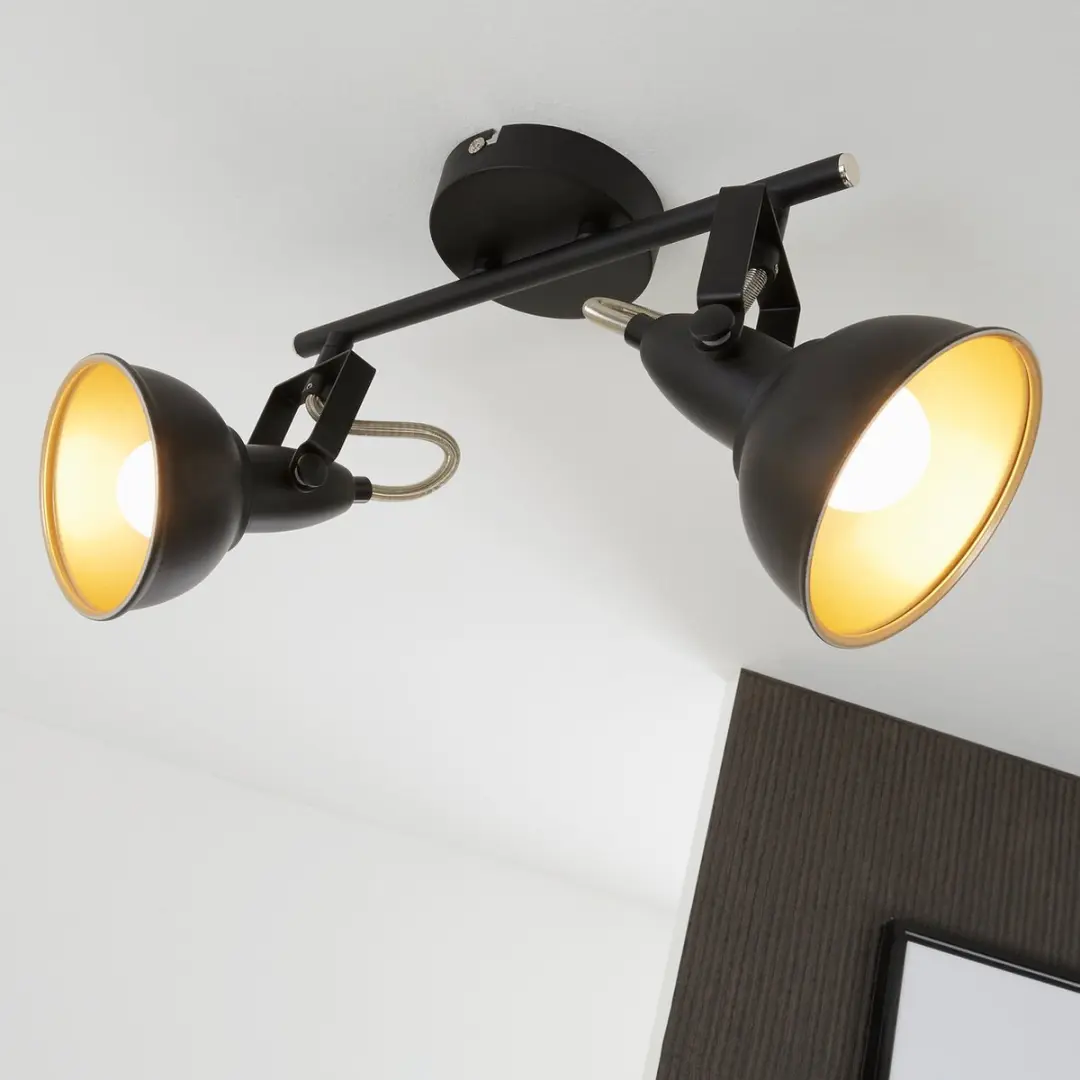 Briloner Soft Plafondspot Zwart-Goud 2x E14 Kantelbaar