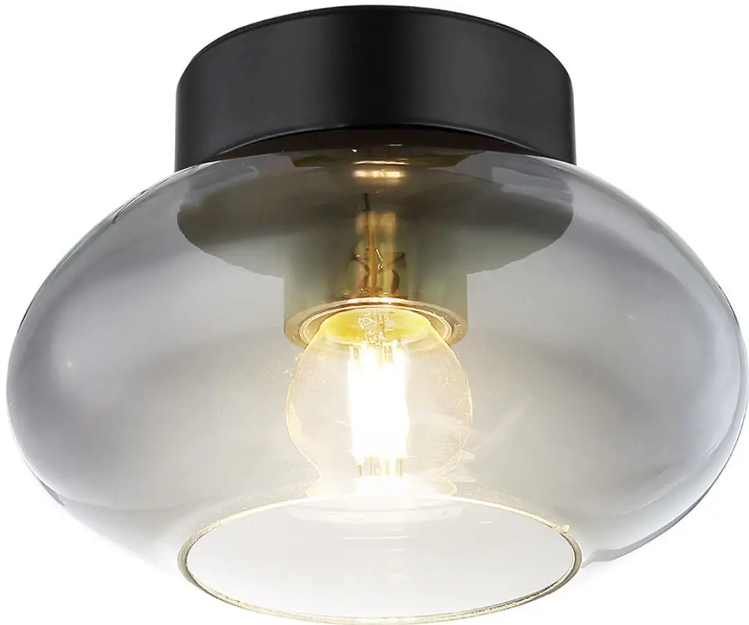 Globo Plafondlamp Rookglas Vintage