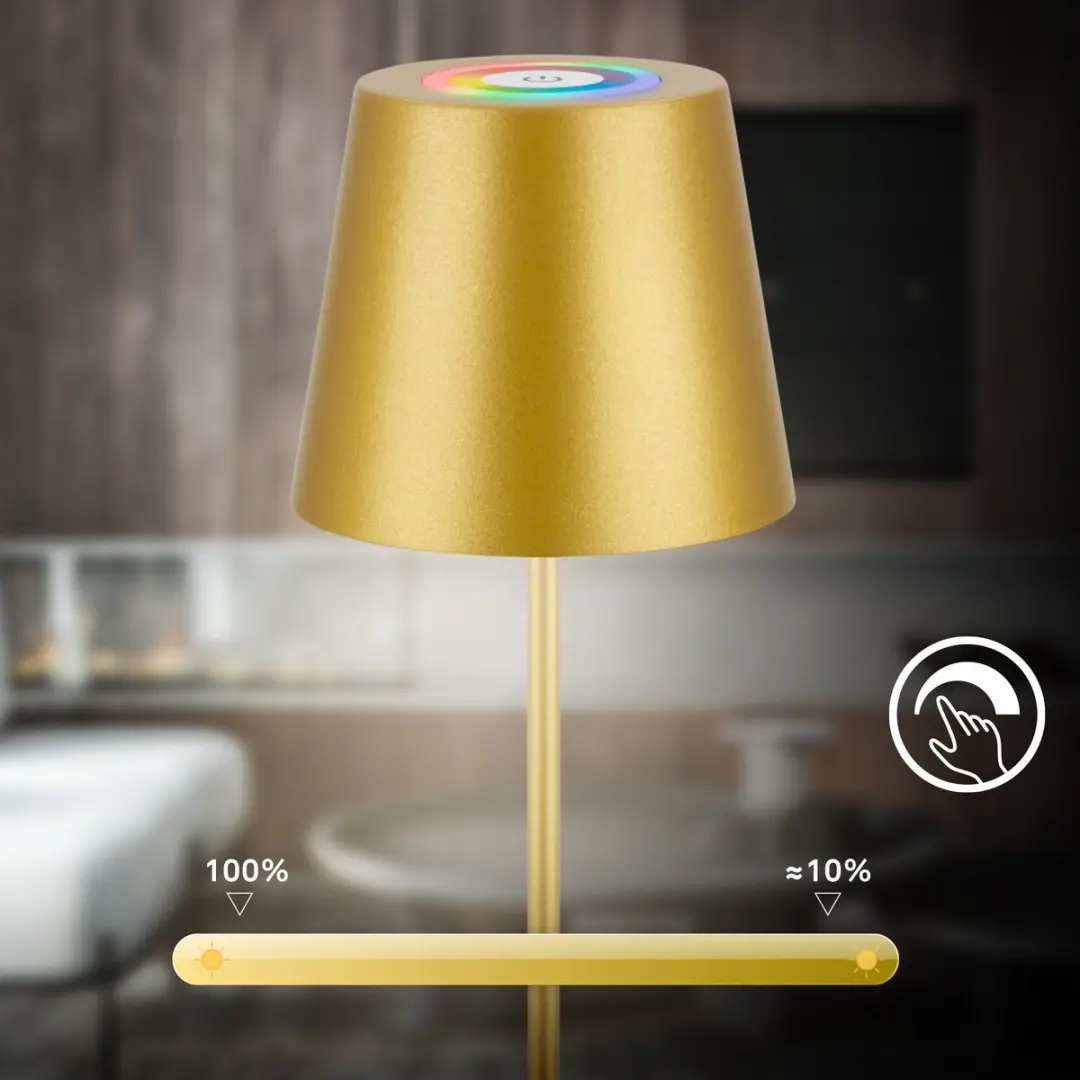 Briloner Calida Oplaadbare Tafellamp RGBW - 2700K - IP44 - Goud
