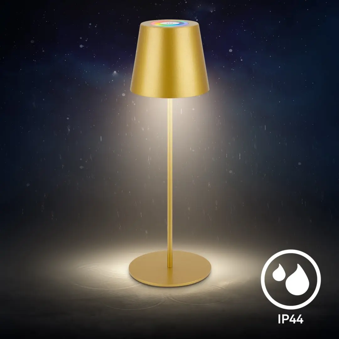 Briloner Calida Oplaadbare Tafellamp RGBW - 2700K - IP44 - Goud