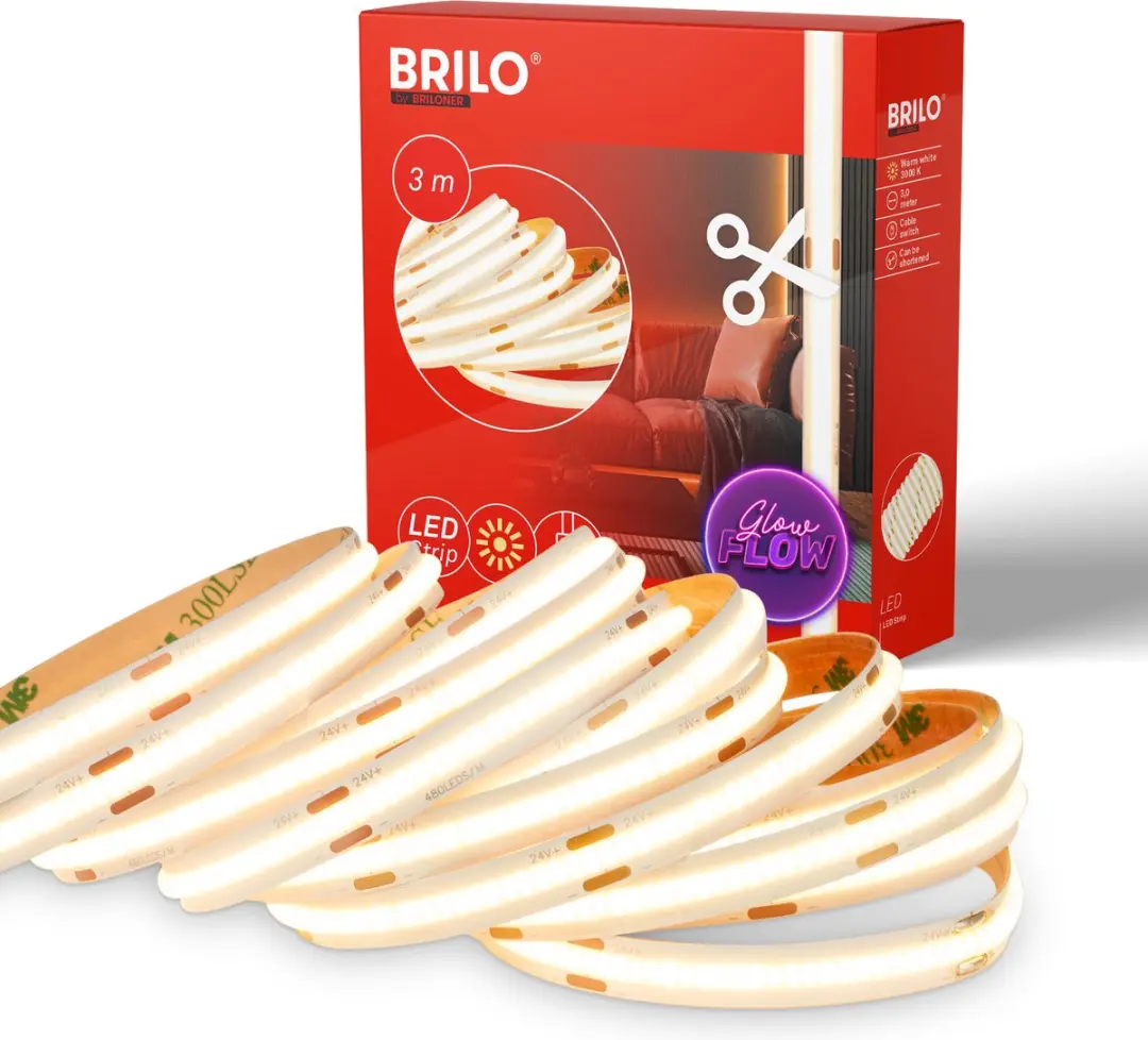 Briloner Cob LED Strip 3m Warm Wit