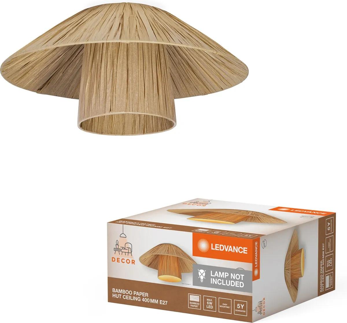LEDVANCE Decor Bamboo Paper Hut Plafondlamp E27
