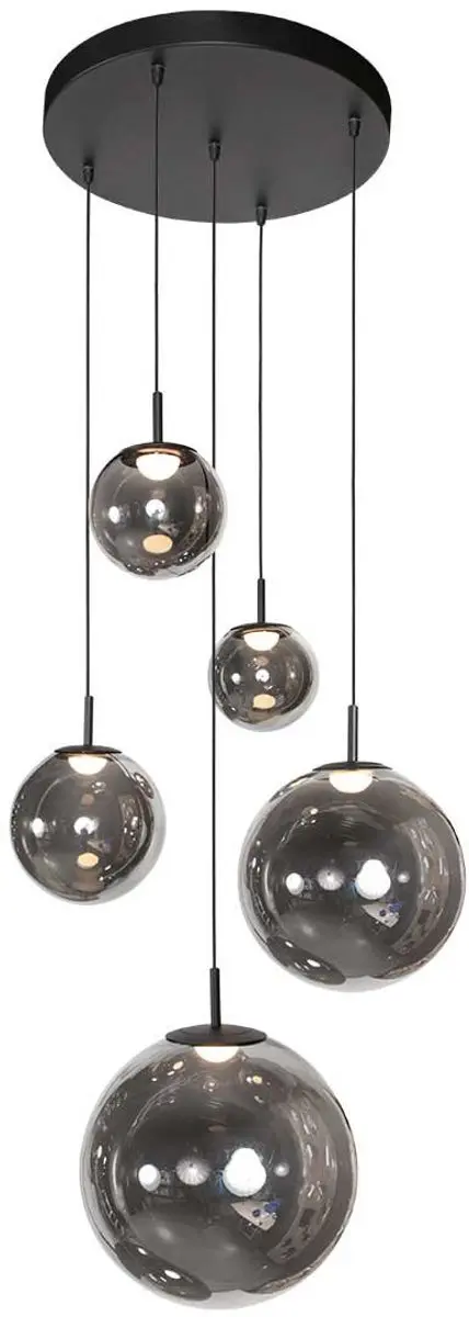 Steinhauer Bollique 4196ZW Hanglamp - 5 Lichtpunten - Zwart