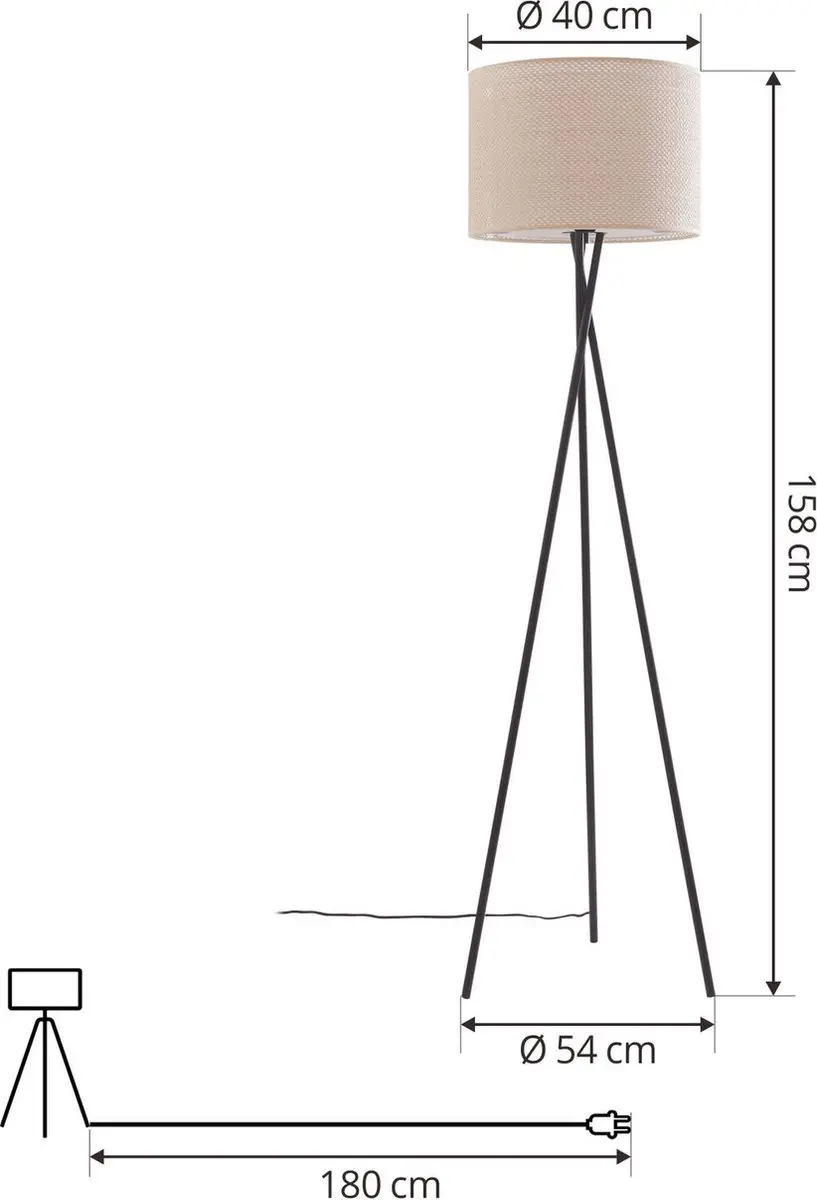 Lindby Vloerlamp 1 Licht E27 158cm - Beige