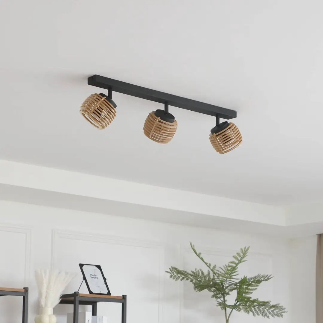 Lindby Plafondlamp 3-Lichts GU10 - Zwart/Licht Hout