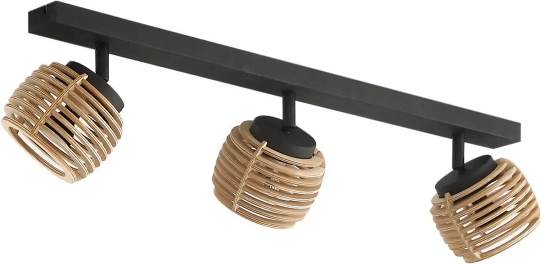 Lindby Plafondlamp 3-Lichts GU10 - Zwart/Licht Hout