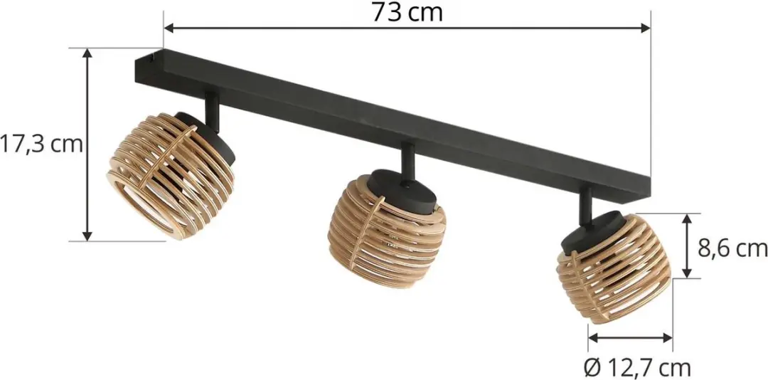 Lindby Plafondlamp 3-Lichts GU10 - Zwart/Licht Hout