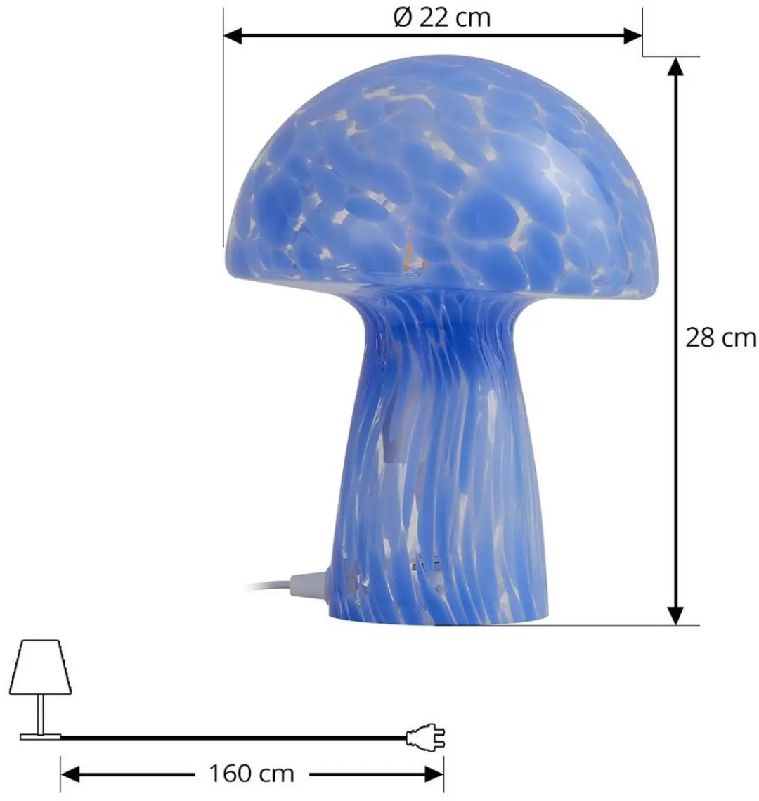 Lindby Tafellamp Glas E27 Blauw - 28cm