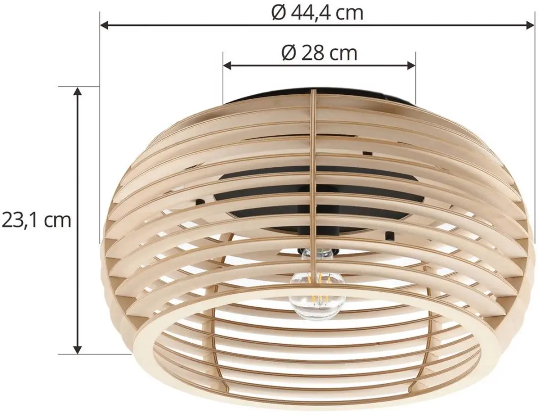 Lindby Plafondlamp Hout 1 Licht - Ø44cm - E27