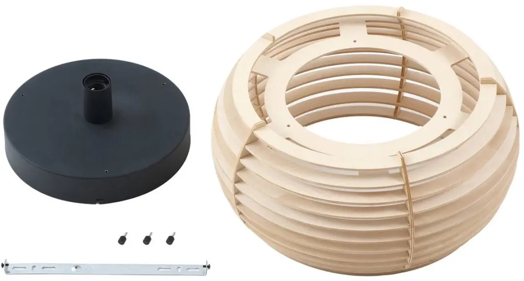 Lindby Plafondlamp Hout 1 Licht - Ø44cm - E27
