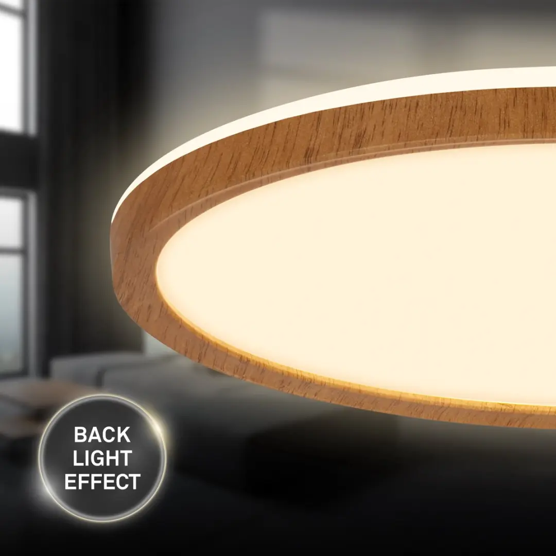 Briloner Tava Wood LED Plafondlamp Ø29cm - 18W