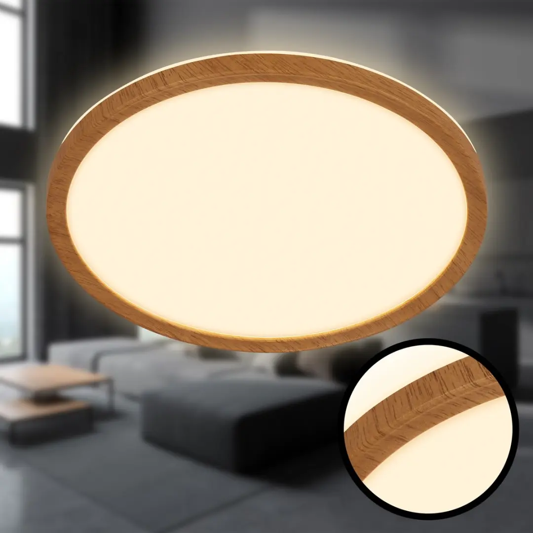 Briloner Tava Wood LED Plafondlamp Ø29cm - 18W