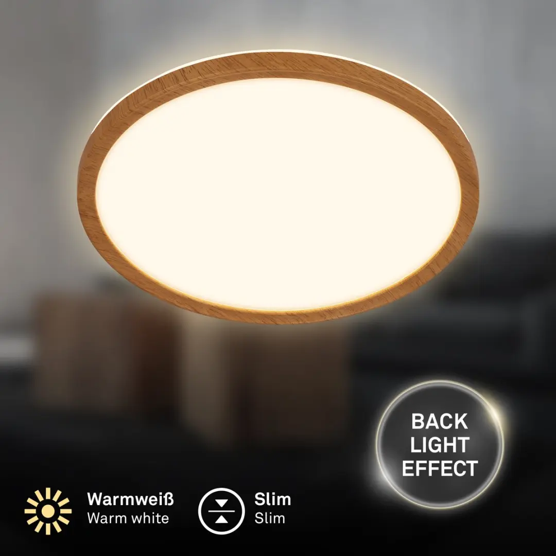 Briloner Tava Wood LED Plafondlamp Ø29cm - 18W