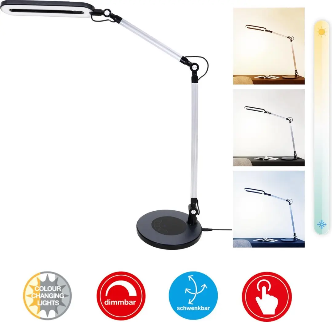 Briloner Swan LED Bureaulamp - Dimbaar CCT - Zwart