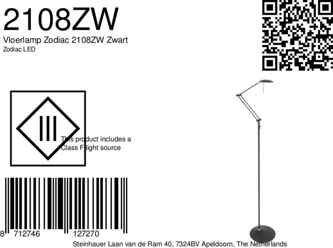 Steinhauer Zodiac LED Vloerlamp - Zwart