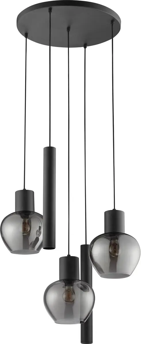 Brilliant Ligari Hanglamp 5-lichts - Zwart/Smoke