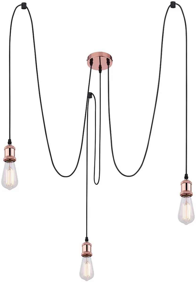 Globo Oliver Hanglamp Koper - Ø12cm - 3 Lichtpunten