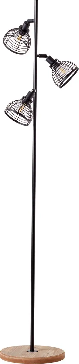Brilliant Avia Vloerlamp - 3x40W - Zwart/Houtkleur