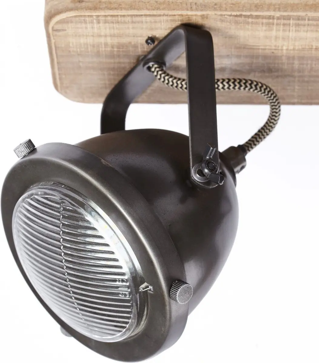 Brilliant Carmen Wood Plafondlamp - 2 Lichtpunten - Zilvergrijs/Bruin