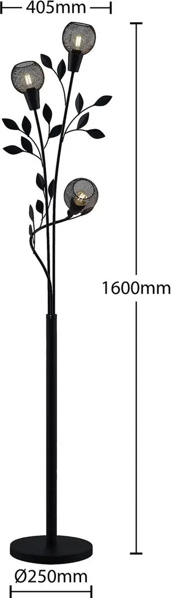 Lindby Vloerlamp 3-licht Metaal 160cm - Zwart