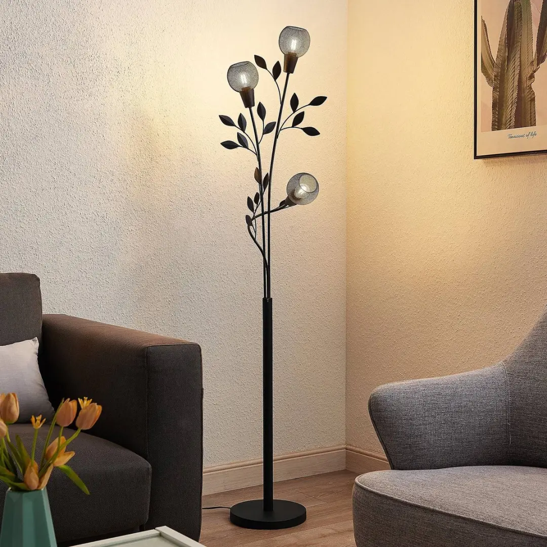 Lindby Vloerlamp 3-licht Metaal 160cm - Zwart