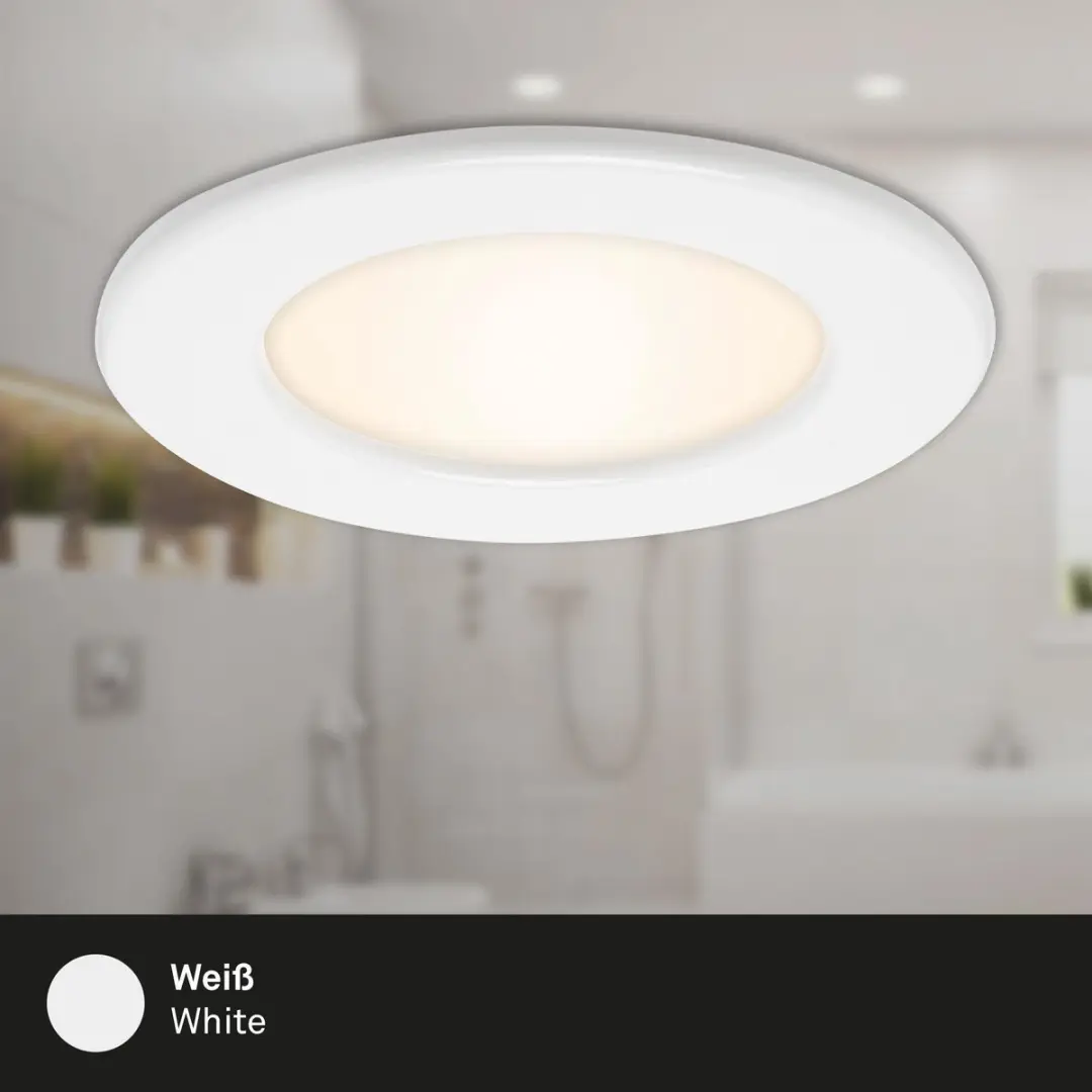 Briloner Thin LED Inbouwspots Set - 3x 6W 450lm Warm Wit - IP44 - Wit