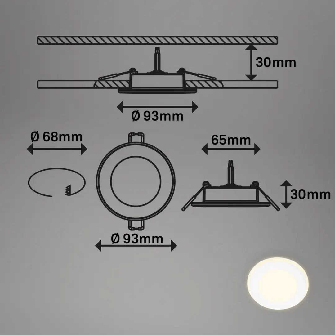 Briloner Gima LED Inbouwspots 3 Stuks - Ø9,3cm - Warm Wit