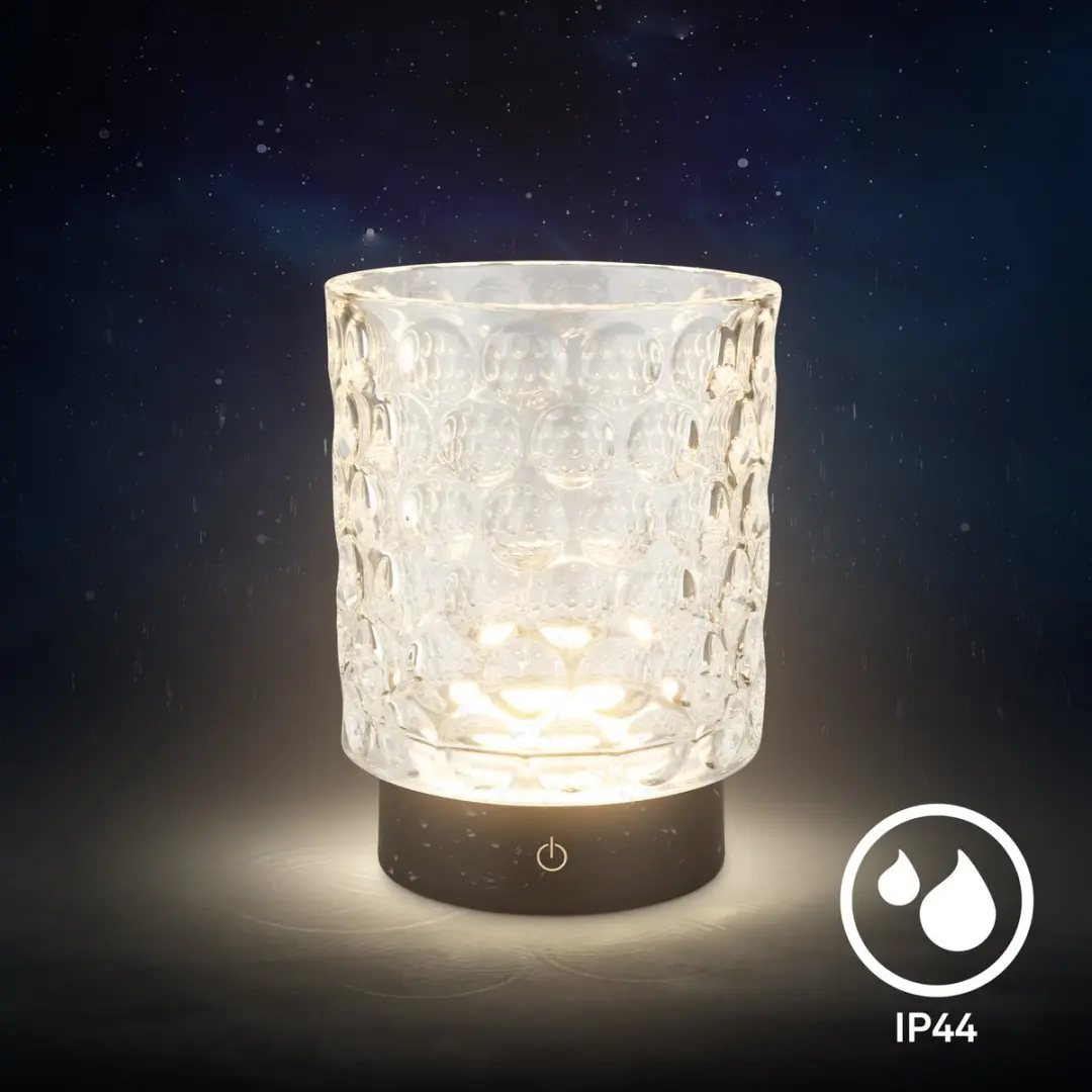 Briloner Sunora LED Tafellamp IP44 - Dimbaar - Ø11cm - Transparent