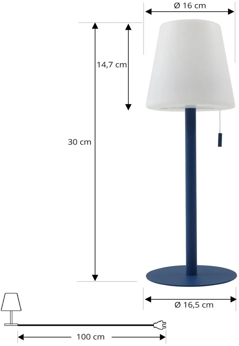 Lindby Terraslamp CCT 1 Licht - 45 cm - Blauw/Wit