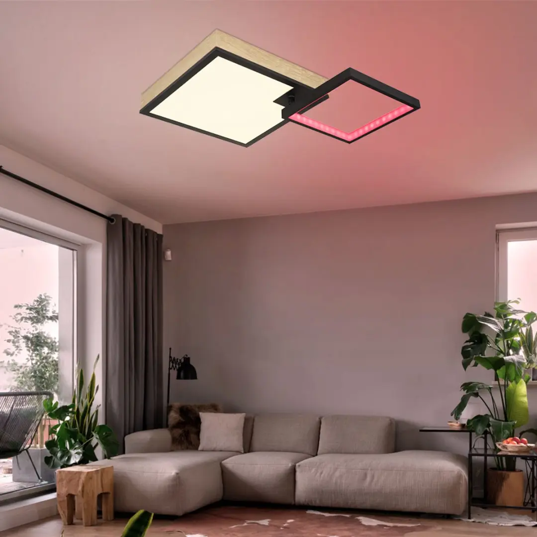Globo Regenboog Plafondlamp Houtlook 21W LED - 1000 Lm - 60x41cm