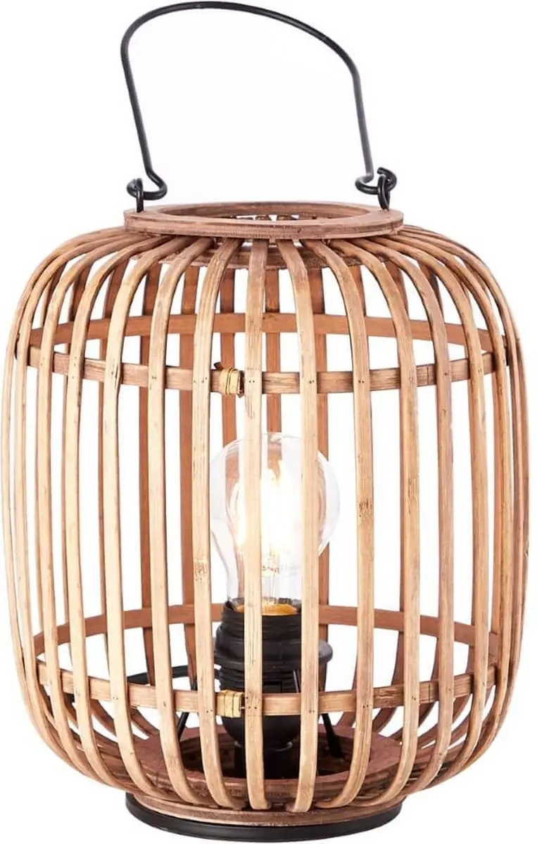Brilliant Woodrow Tafellamp E27 - Zwart/Rotan