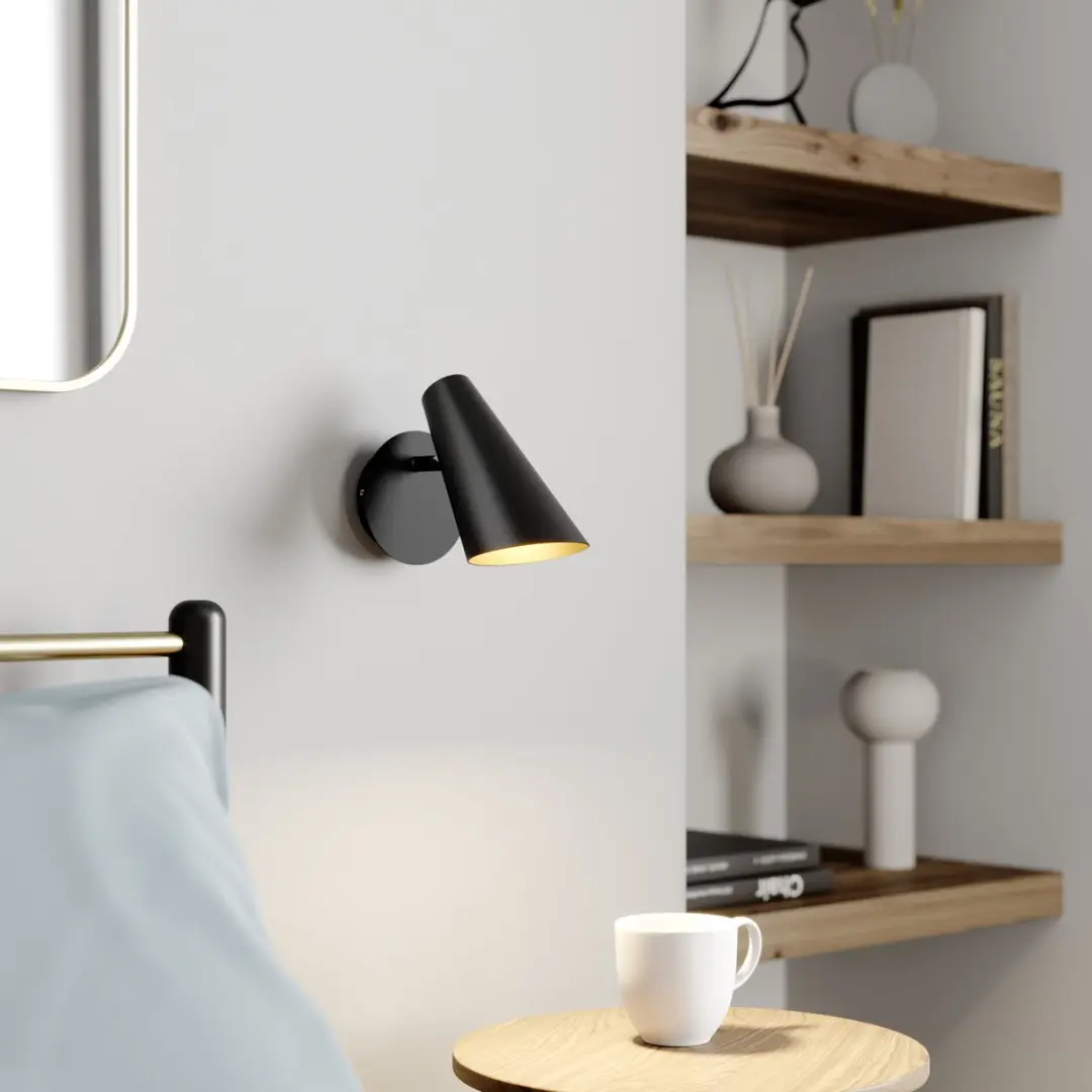Lucande Wandlamp Metaal 1 Lichtpunt GU10 - 28W - Zwart/Goud