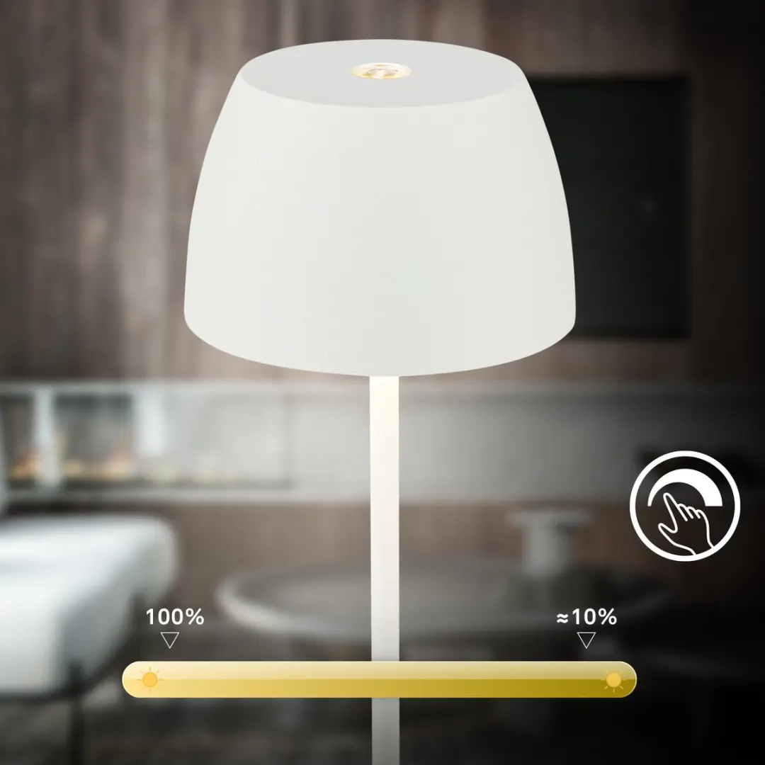 Briloner Serina Mini Oplaadbare Tafellamp - Ø8cm Wit
