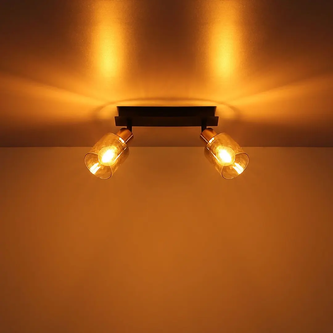 Globo Plafondlamp 2-pits Zwenkbaar - Zwart/Goud - 2x E14 - afbeelding 6 van 6