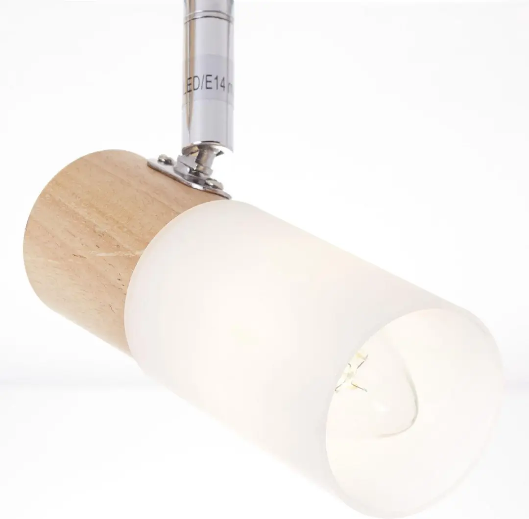 Brilliant BABSAN Plafondspot 3x - Ø20cm - Chroom/Hout - afbeelding 6 van 6