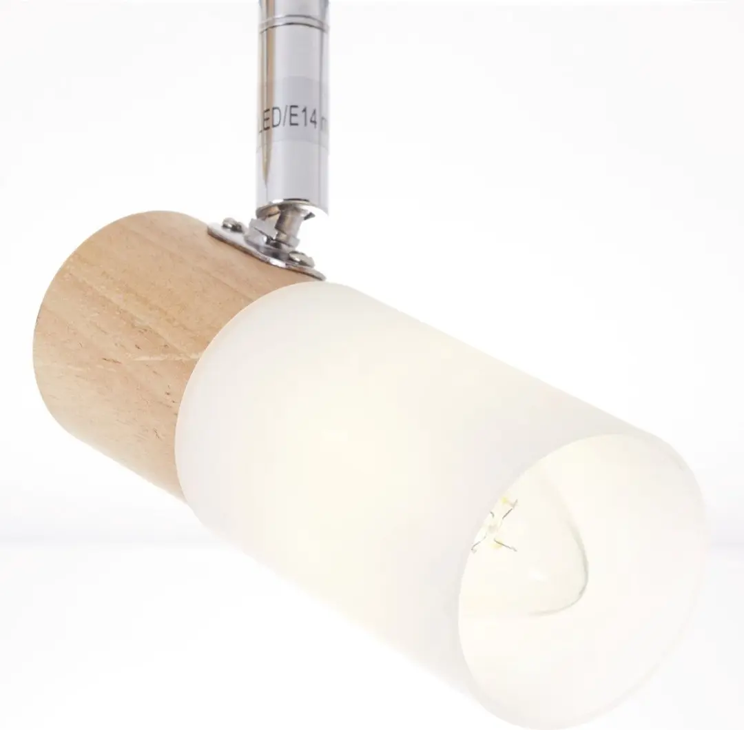 Brilliant BABSAN Plafondspot 3x - Ø20cm - Chroom/Hout