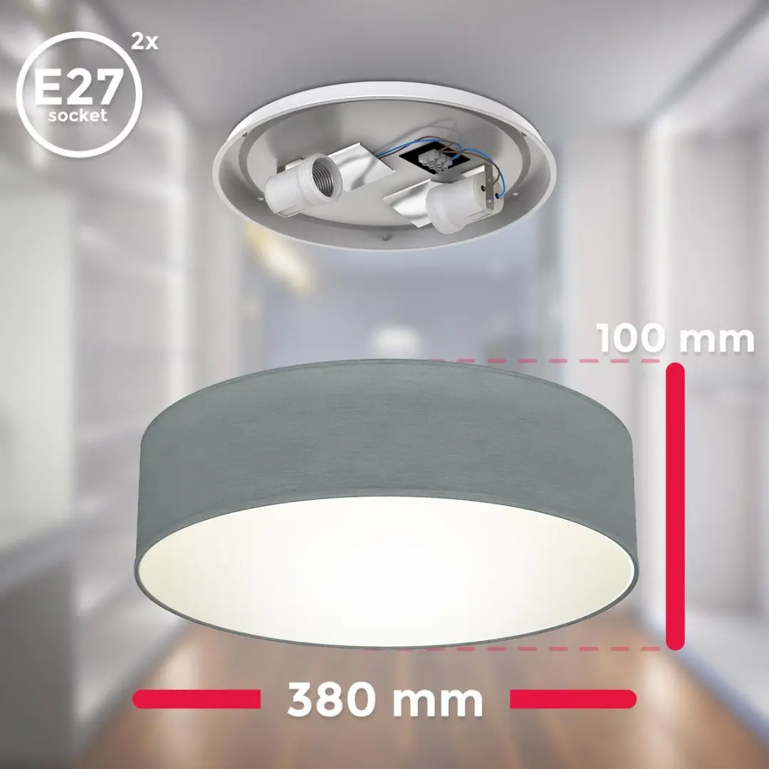 Briloner Plafondlamp Ø38cm - Grijs - afbeelding 6 van 6