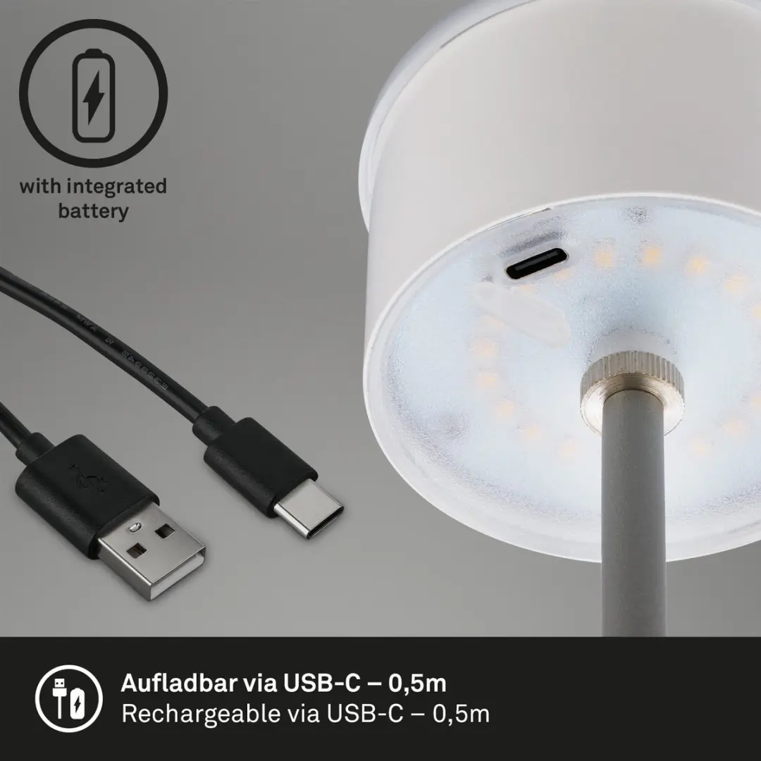 Briloner Kiki RGB Oplaadbare Tafellamp - Ø12cm - Chroom
