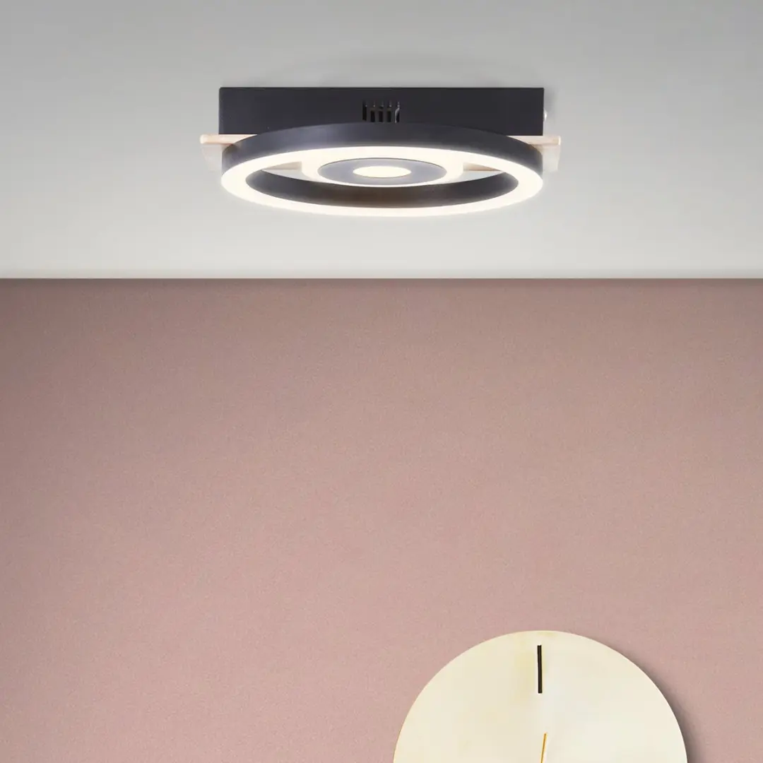 Brilliant Maureen Plafondlamp LED 12W - Zwart Hout