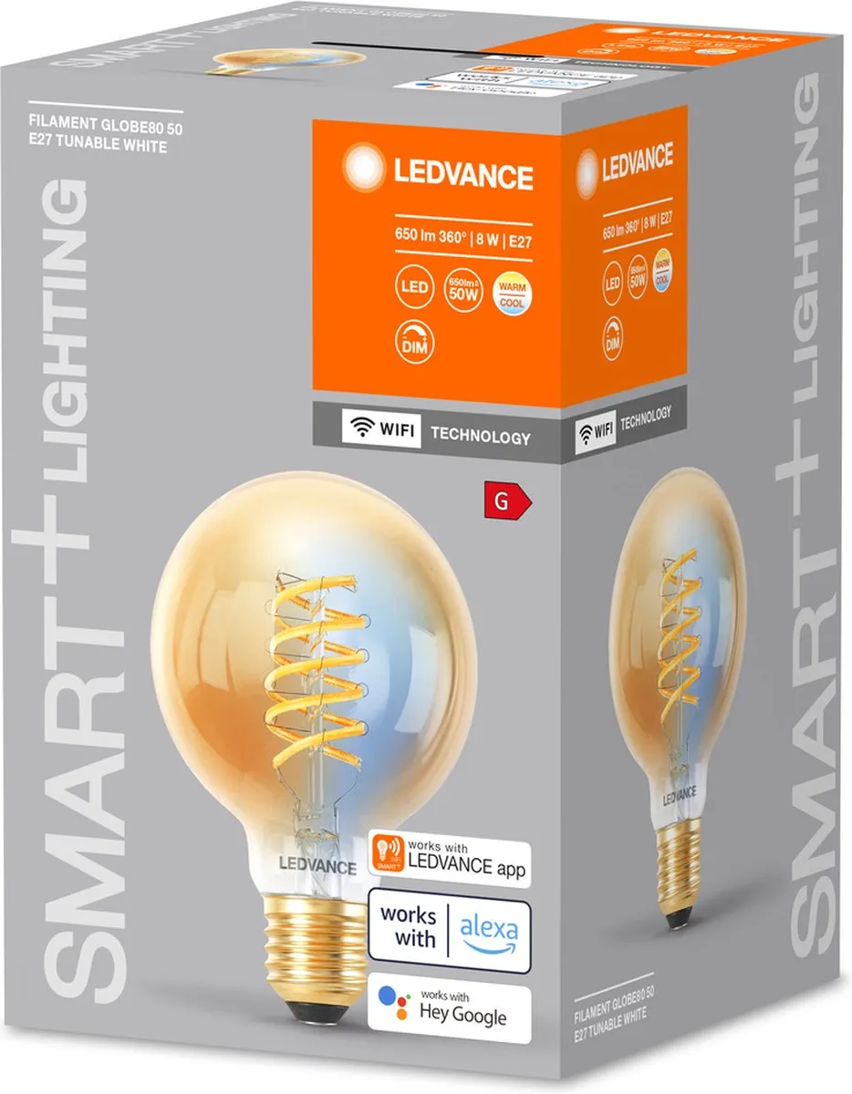 LEDVANCE SMART+ WIFI LEDlamp 8W 650lm E27 - Goud - 2200-5000K - 4 Stuks - afbeelding 4 van 6