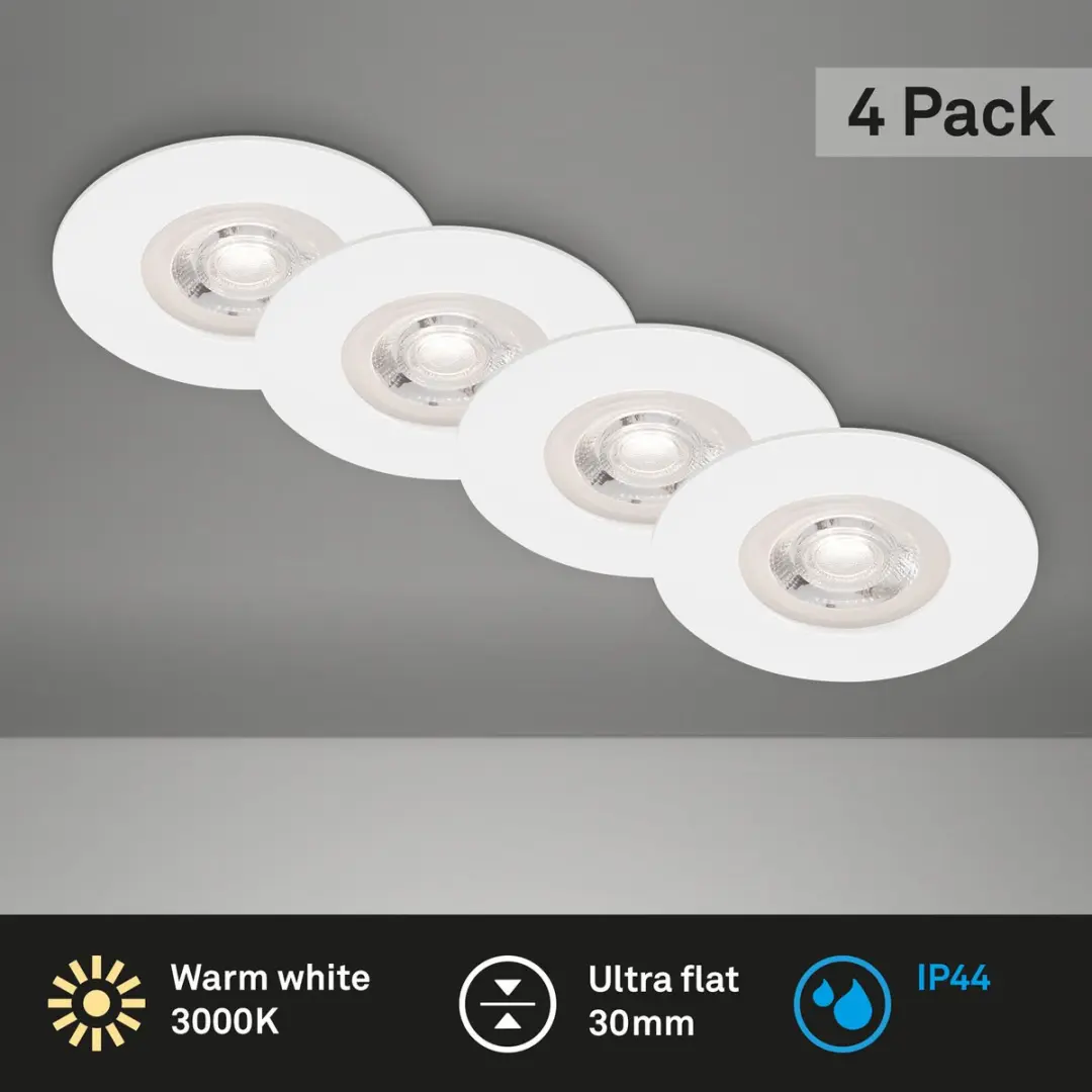 Briloner Kulana LED Inbouwspots Set - 4 Stuks Ø9cm 480 Lm 3000K IP44