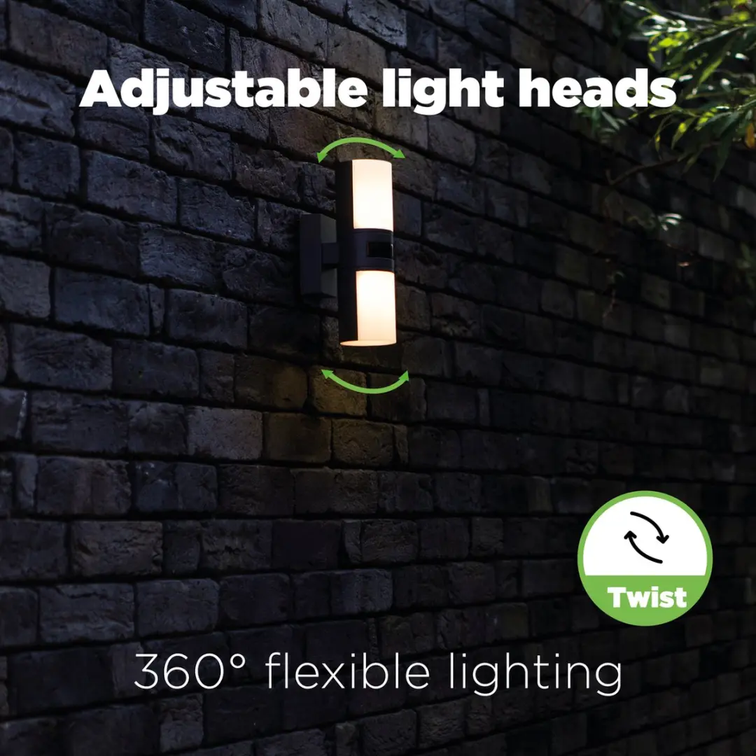 Lutec Cyra LED Wandlamp Buiten - 1000 Lm - 3000K - Donkergrijs