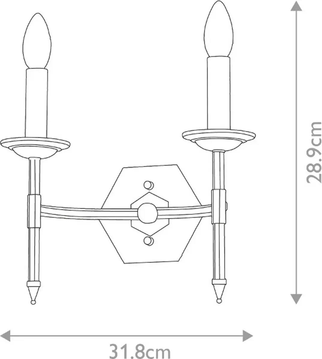 Elstead LED Wandlamp Crown 2x E14 - 60W Warm Wit