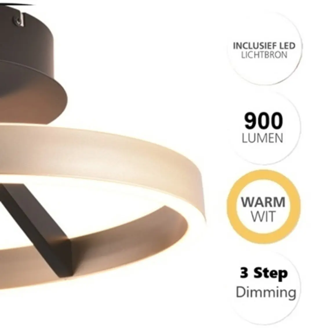 Freelight Pilota Plafondlamp Ø30cm - Zwart/Goud